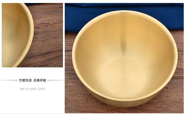 碗盘子套装韩式韩式铜碗纯铜家用饭碗铜碗筷勺套装加厚黄铜磨砂铜餐具