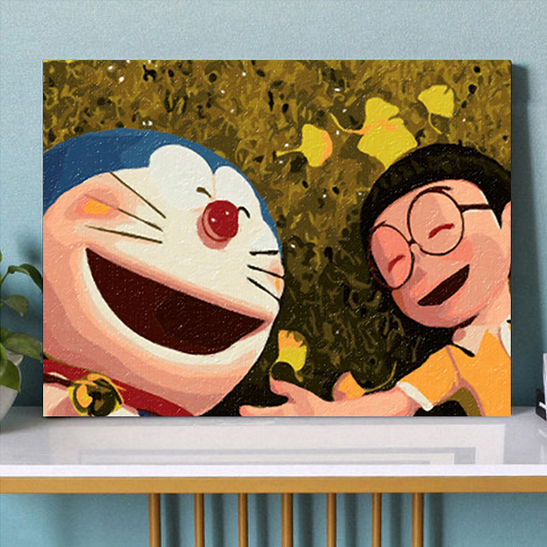 数字油画动漫 数字油画diy填色哆啦a梦儿童涂色卡通动漫手绘唯美挂画