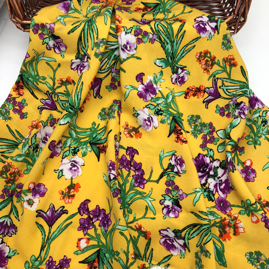 棉绸布料夏3米价绵绸印花布料人造棉面料夏季衬衫连衣裙时装裙子睡衣