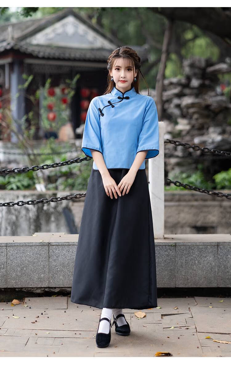 民国学生装女五四青年装民国风女装中山装男班服舞台表演合唱服装