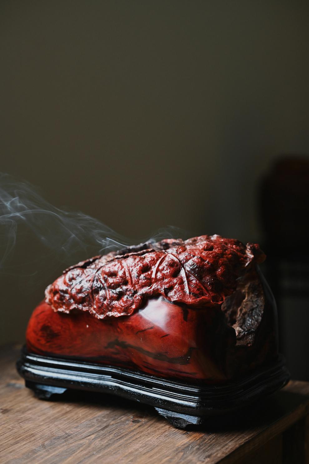 小叶紫檀香炉小叶紫檀连年有余香炉手工木雕中式客厅书房茶室红木摆件