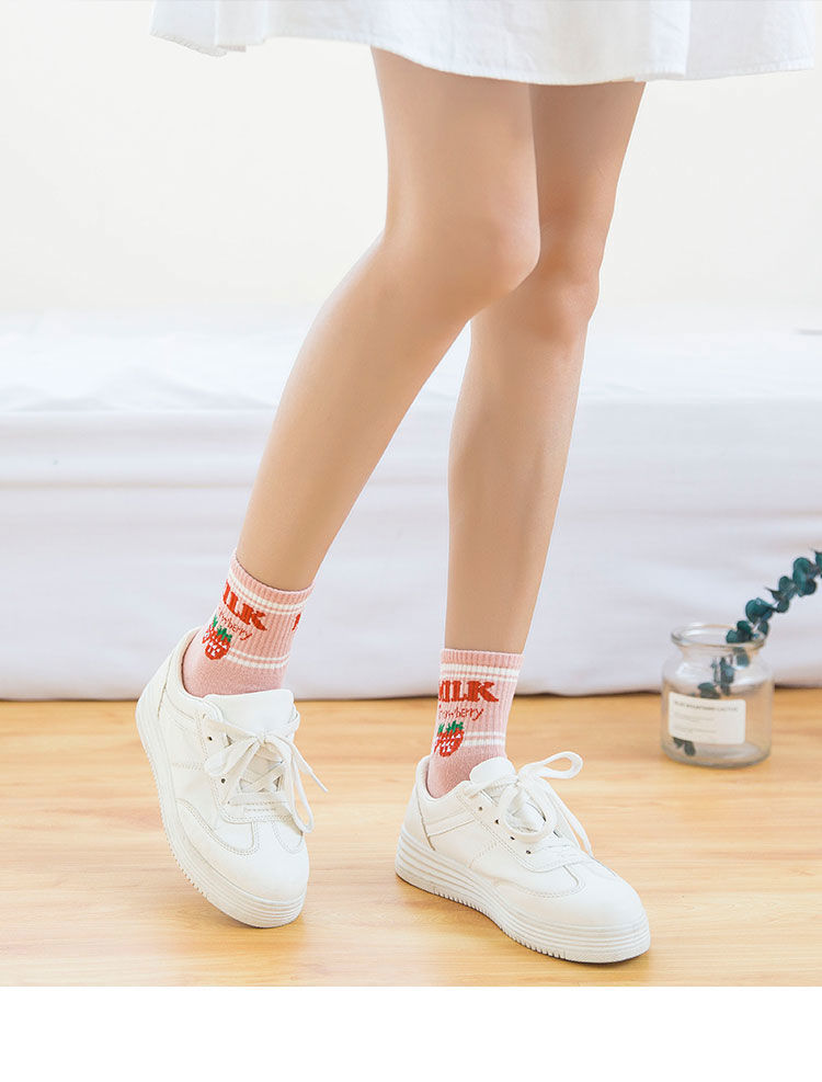 女童长袜秋冬季保暖中筒袜小朋友女孩长袜透气大童袜 水果【中筒袜*】