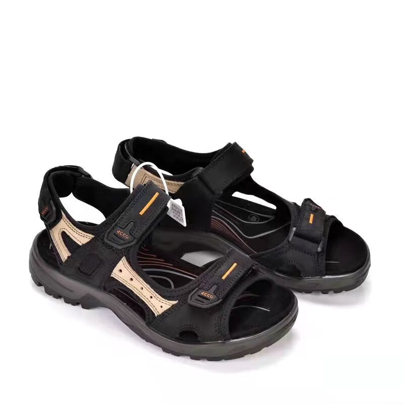 ecco爱步男鞋厚底露趾透气夏季潮鞋户外休闲沙滩鞋真皮凉鞋069564