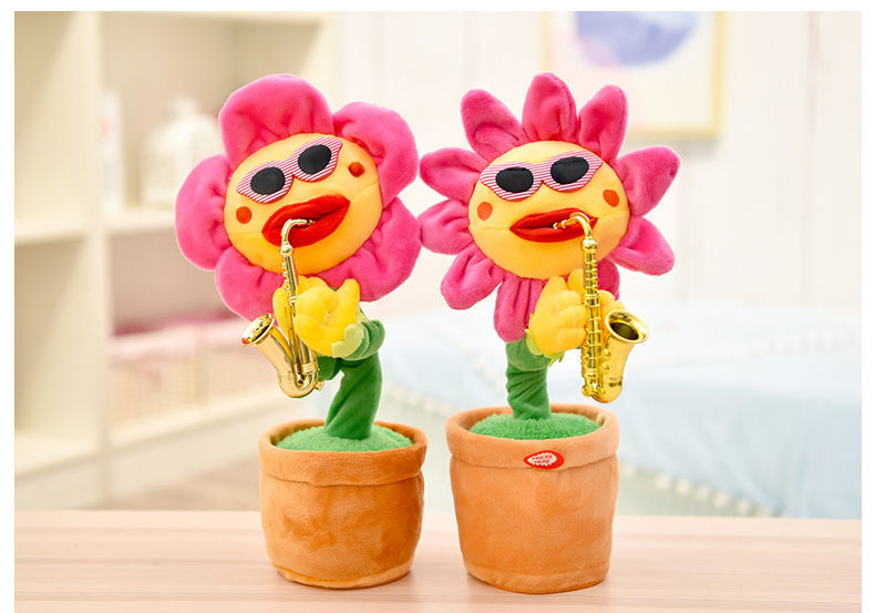 arody抖音网红妖娆花太阳花吹萨克斯的向日葵会跳舞唱歌儿童玩具毛绒