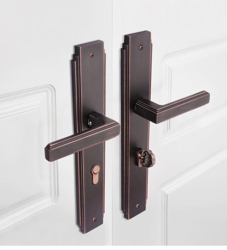 农村大门双开门锁 欧式室内门锁三件套 房门锁对开门锁双开门锁豪华木