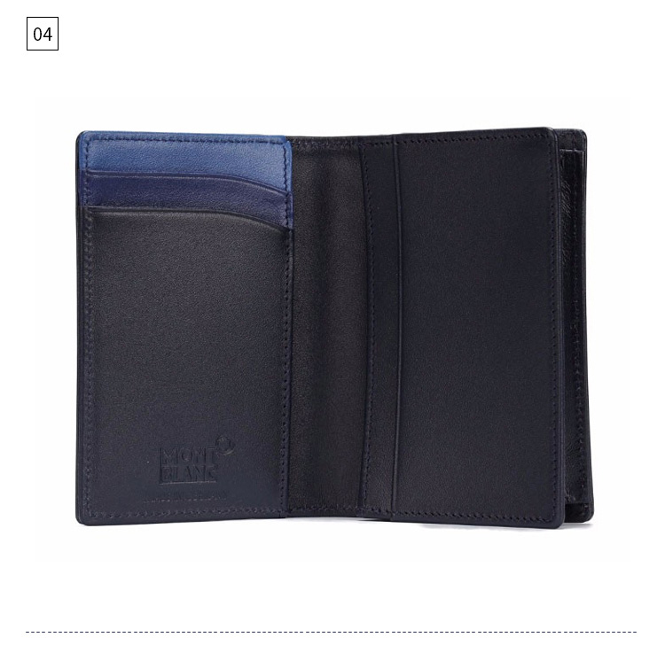 montblanc 海军蓝渐变皮革卡包钱包 126211 海军蓝 均
