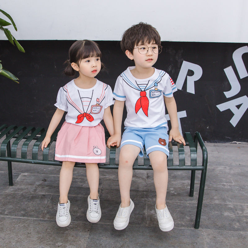 卡恋洛姐弟装套装双胞胎衣服龙凤胎短袖男女童夏装2022新款幼儿园园服