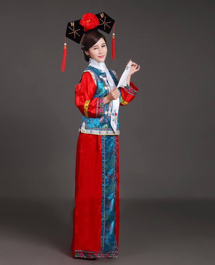 伊必圣 清朝服装女宫廷古装还珠格格甄嬛传宫表演服满族旗服演出服 玫