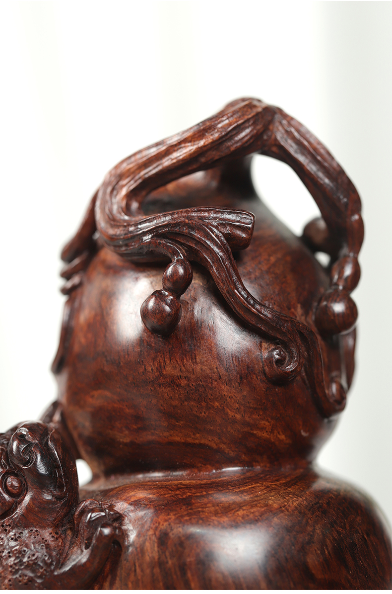 海南黄花梨小葫芦絮旧海黄金蝉葫芦把件小摆件正宗海南木雕工艺品雕刻