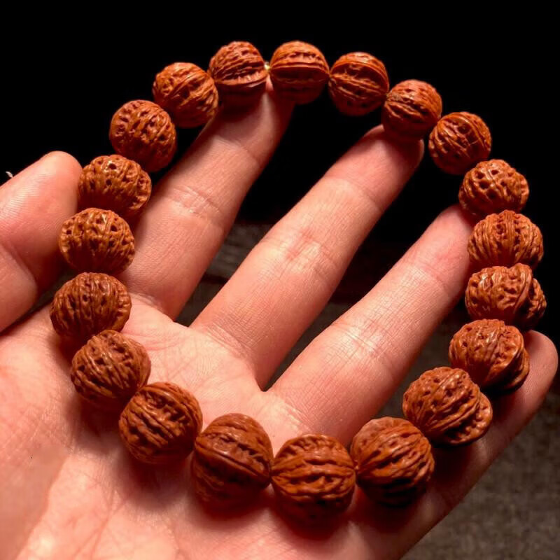 贵鸿 矮桩京八棱手串男盘玩文玩小核桃手链女 野生龙纹桃核雕刻秋子