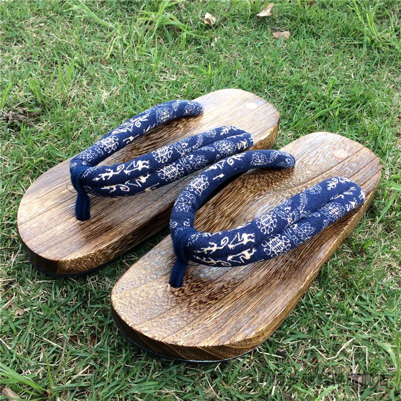 日本男式木屐拖鞋日本烧桐男式款木屐方头木拖鞋人字夹脚拖鞋平跟木