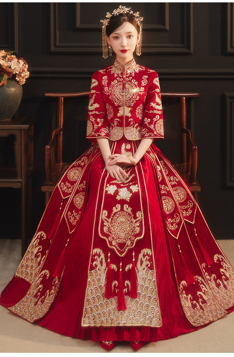 俞兆林旗舰官方店秀禾服女2021年新款结婚礼服中式婚纱新娘婚服龙凤褂