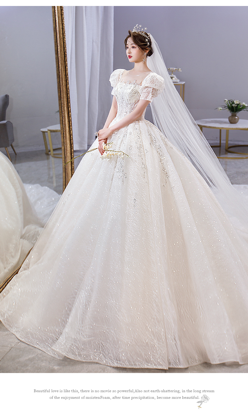 南糖三色法式感婚纱2022新款夏季新娘森系仙气质小个子拖尾重工拖尾xl