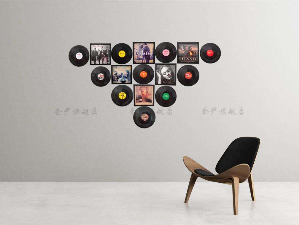 唱片装饰酒吧墙唱片黑胶唱片装饰墙贴画复古酒吧客厅背景墙面挂件房间