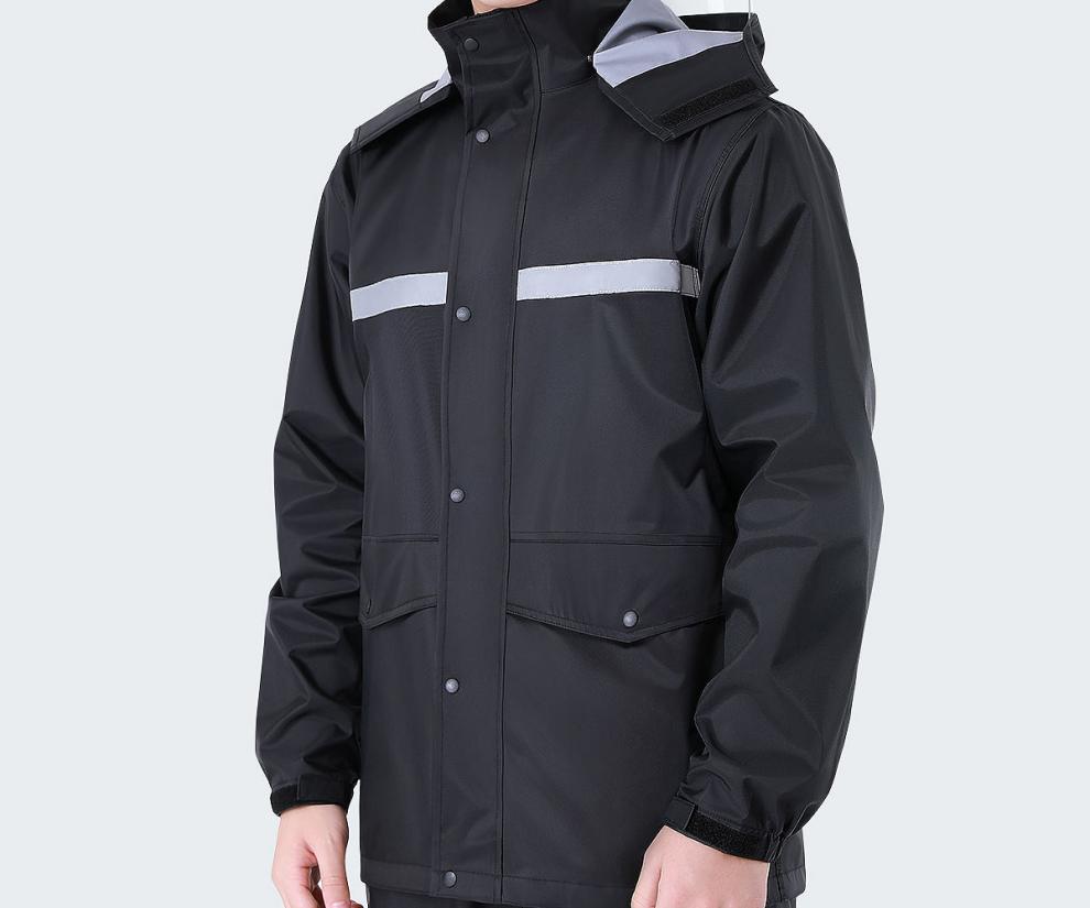 警式防雨服雨衣雨裤套装男女骑行加厚摩托电动车分体雨衣全身 黑色