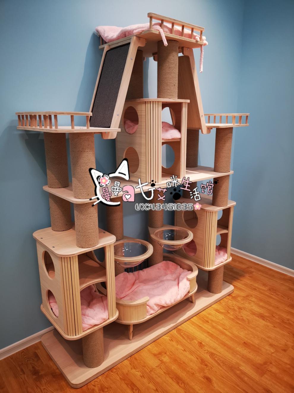 木质猫城堡古堡爬架抓板窝猫咪别墅大型豪华玩具猫家具猫咖 大城堡