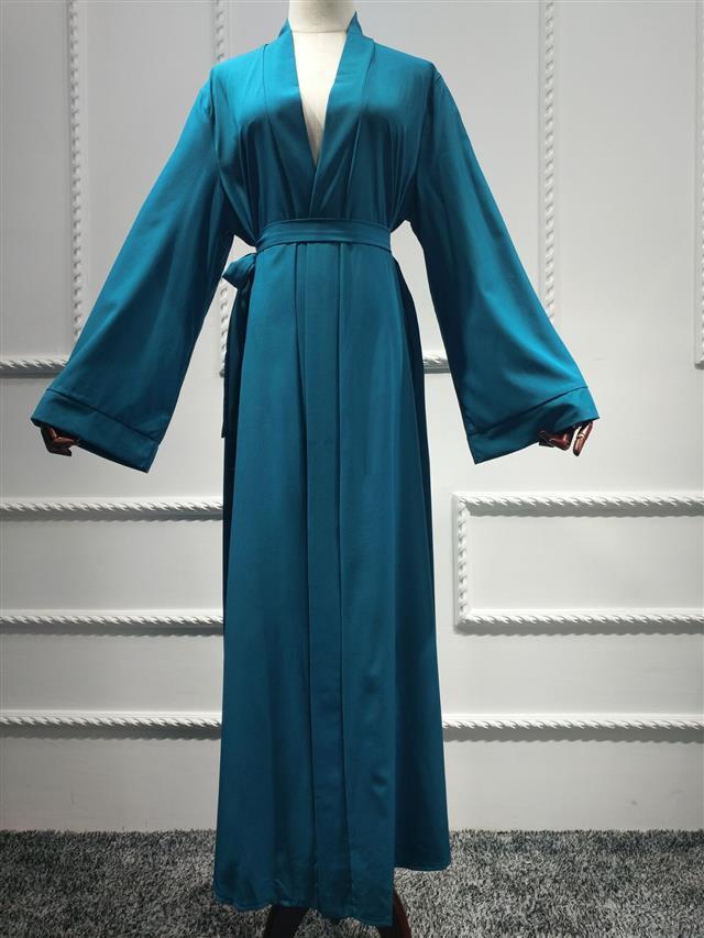 夏庄阿拉伯长袍迪拜长袍净色开衫连衣裙阿拉伯服饰卡其色s