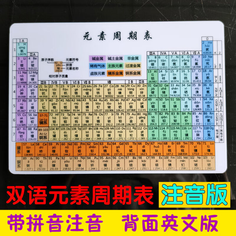 注音版初高中化学元素周期表卡片带拼音数学物理化学方程式大全摆件