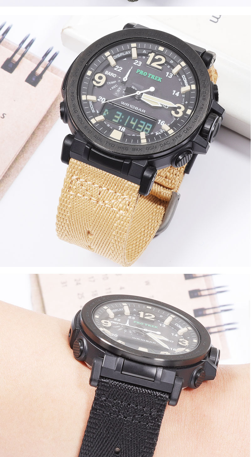 卡西欧登山表带 适配卡西欧登山手表带prg-600yb/650 prw-6600尼龙