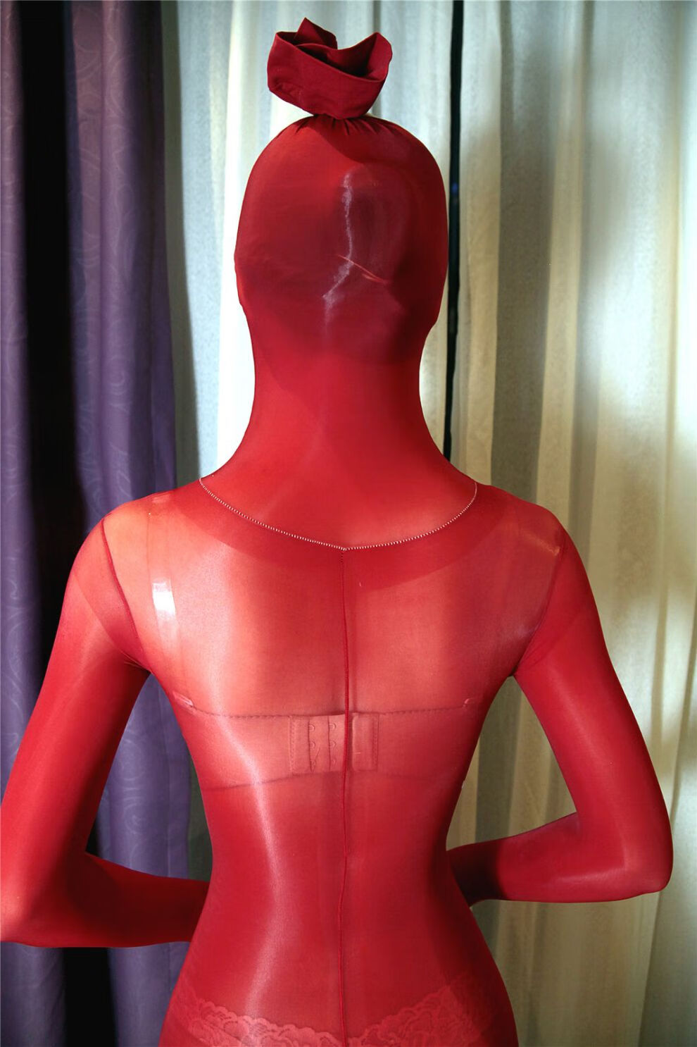 心芘丝袜睡袋全身丝袜全包连体包芯丝超油亮透明8d包头五指连身袜连体