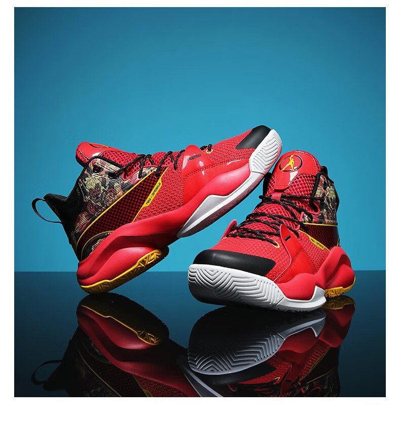 红桃二篮球鞋男空袭7精英版摩擦有声音高帮防滑运动鞋子5比赛实战蓝球