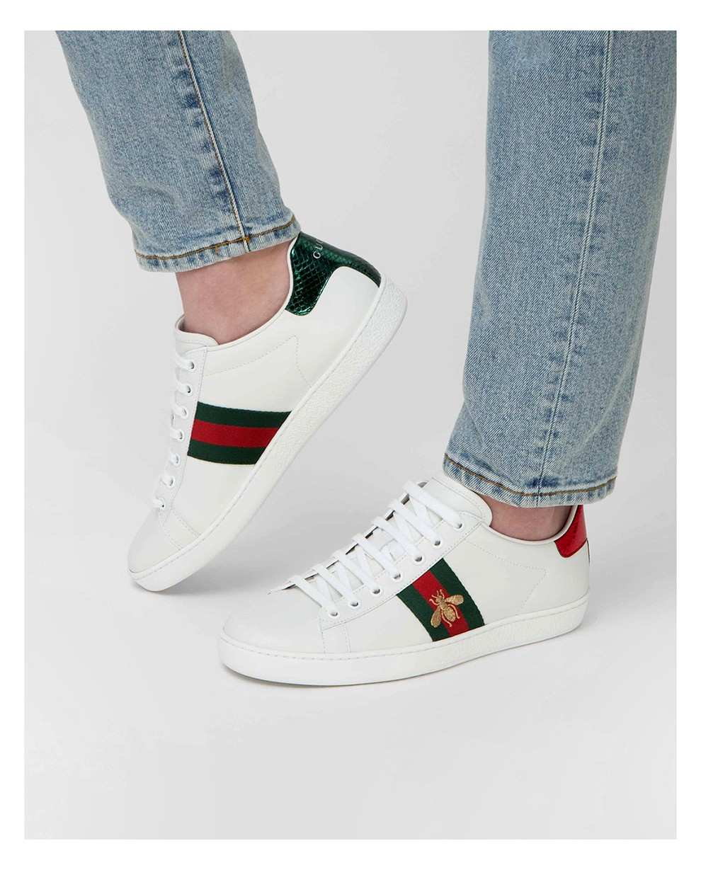 杨幂同款gucci古驰男鞋情侣牛皮经典蜜蜂刺绣小白鞋gucci男运动鞋休闲