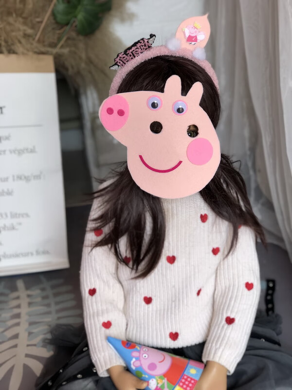 一家猪爸爸妈妈毛毡布面具卡通头饰幼儿园活动表演道具成人面具猪妈妈