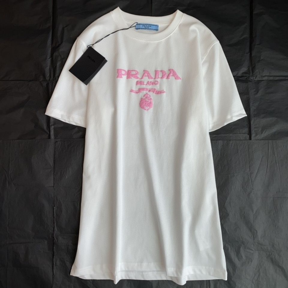 【官方】普拉达prada潮牌欧洲站p家字母圆领短袖t恤打底衫宽松男女