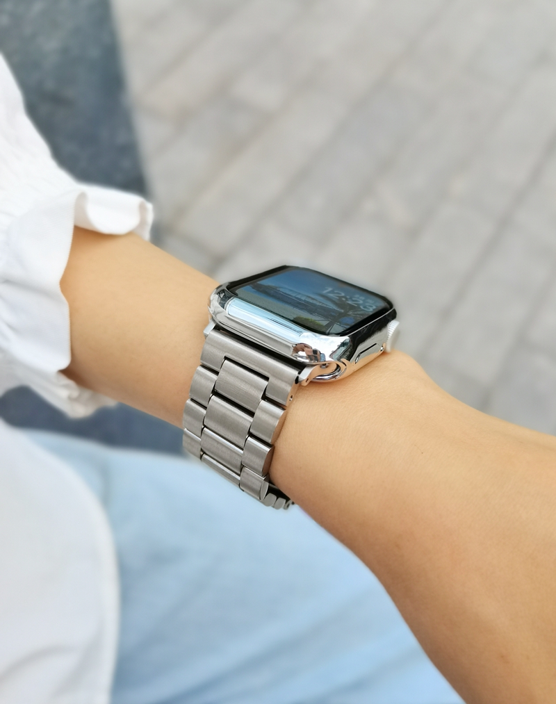 【夏季新款】适用苹果iwatch金属不锈钢表带apple watch1/6代se三珠