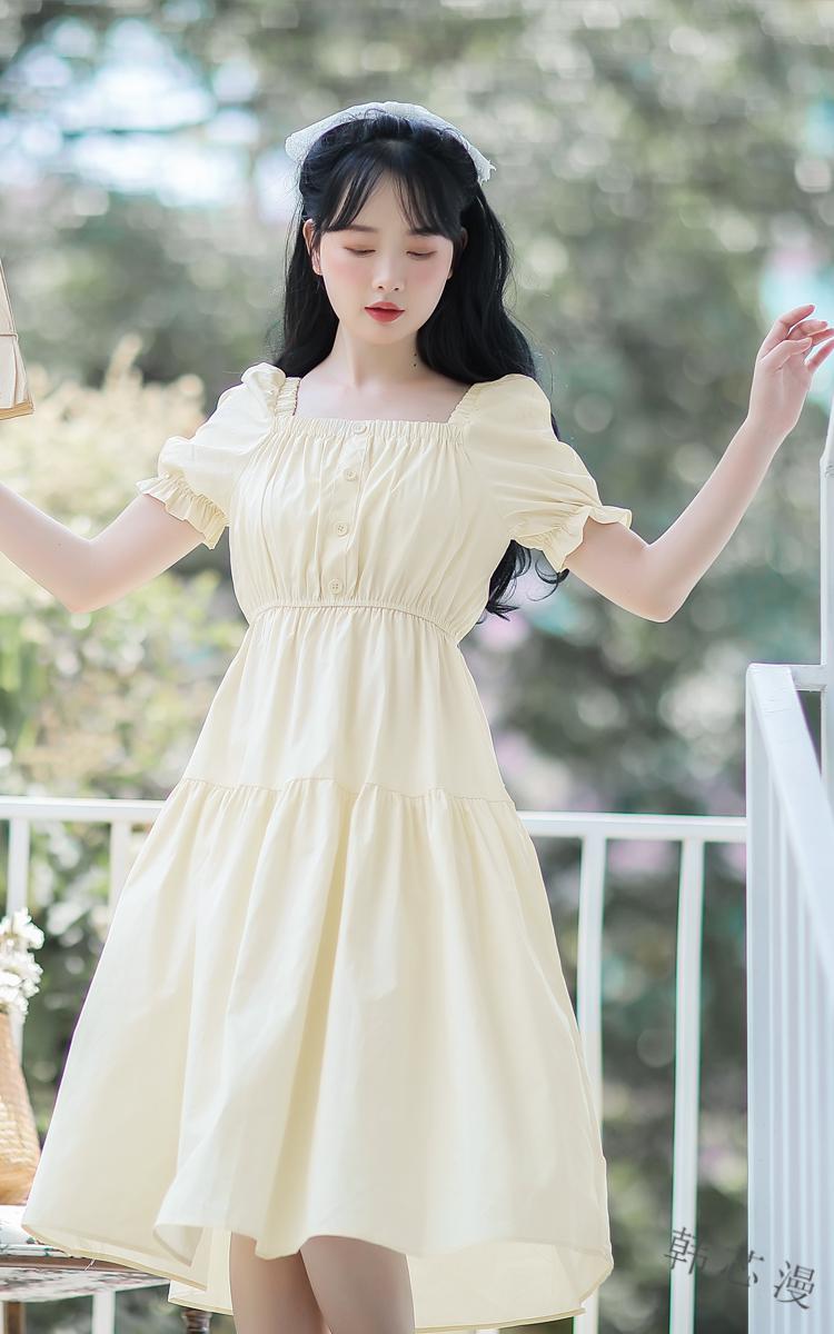裙子仙女连衣裙学生夏季学院风中长款过膝韩版收腰显瘦仙气少女夏装