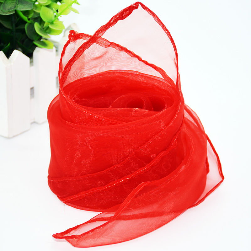 屿汐红丝巾 演出奥尔夫音乐红纱巾儿童早教幼儿园舞蹈防风沙小方丝巾