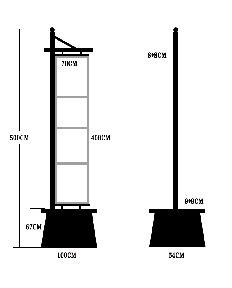 优束铁质道旗注沙罗马旗杆5米定制户外双面广告楼盘定制旗帜刀旗房