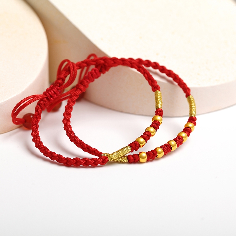 999纯金小转运珠编绳计价古法小配件手链情侣自用 4毫米金珠0.