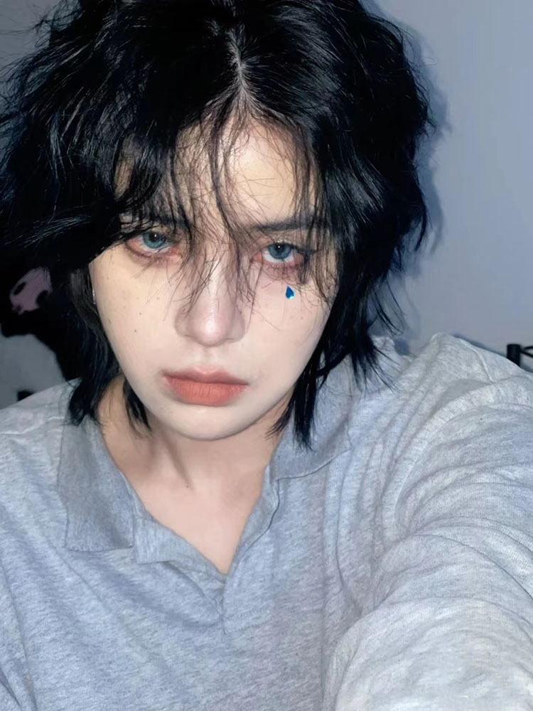 2022新款狼尾假发男帅气动漫短发日系鲻鱼头中性少年感武士头日常全