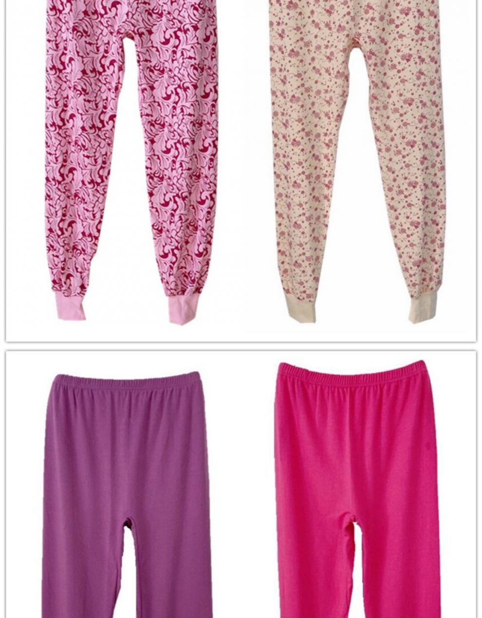 女士纯棉花秋裤打底厚棉毛裤 中老年加肥加大线裤保暖裤 2条装(玉色系