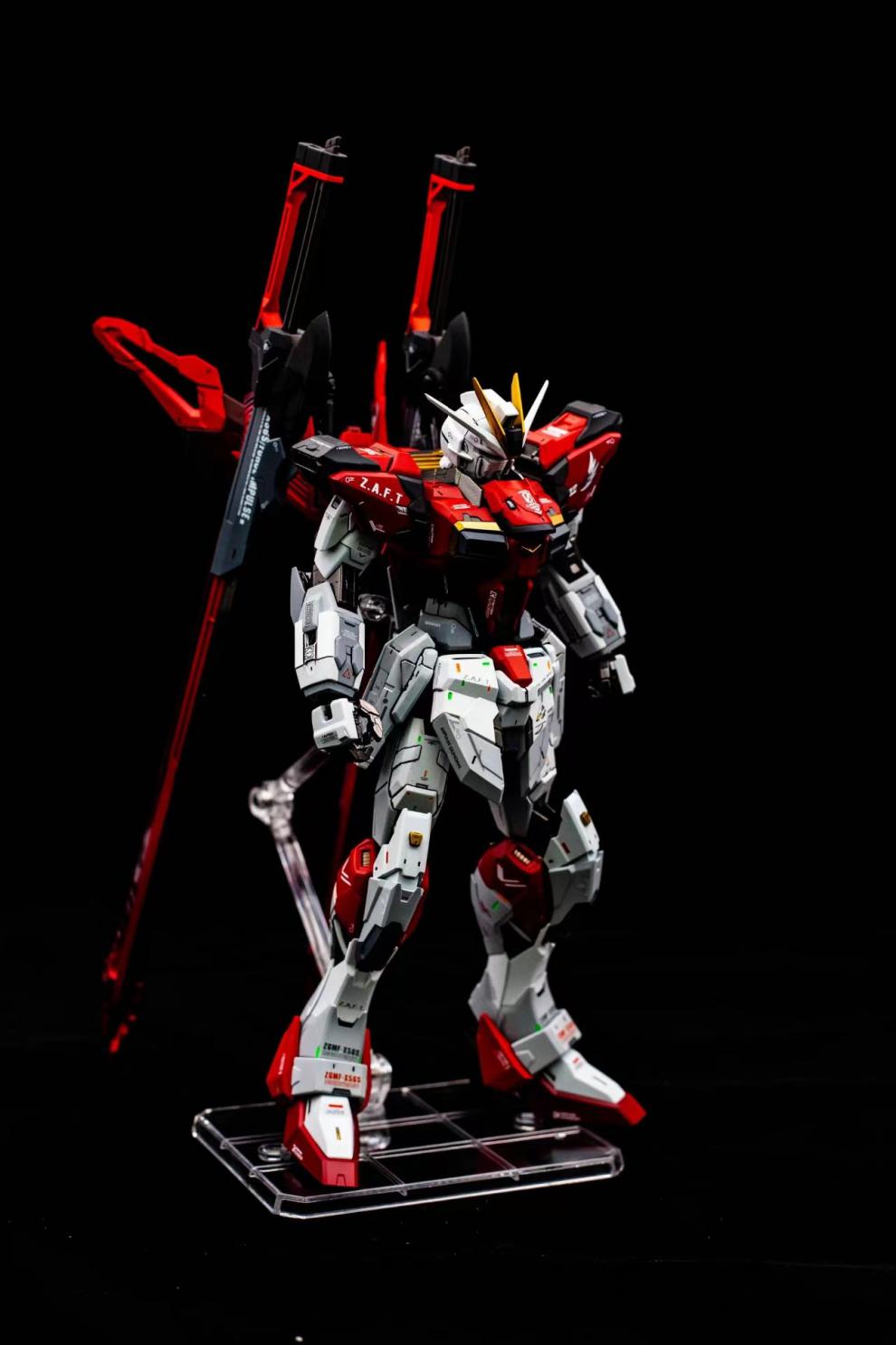 万代(bandai)高达拼装模型mg剑装脉冲100空战强袭自由蓝异端mg红异端