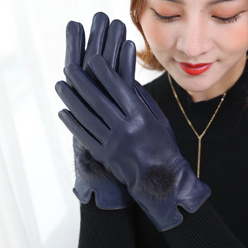 啄木鸟(tucano)皮手套女式羊皮保暖加厚加绒薄海宁秋冬季骑车韩版分指