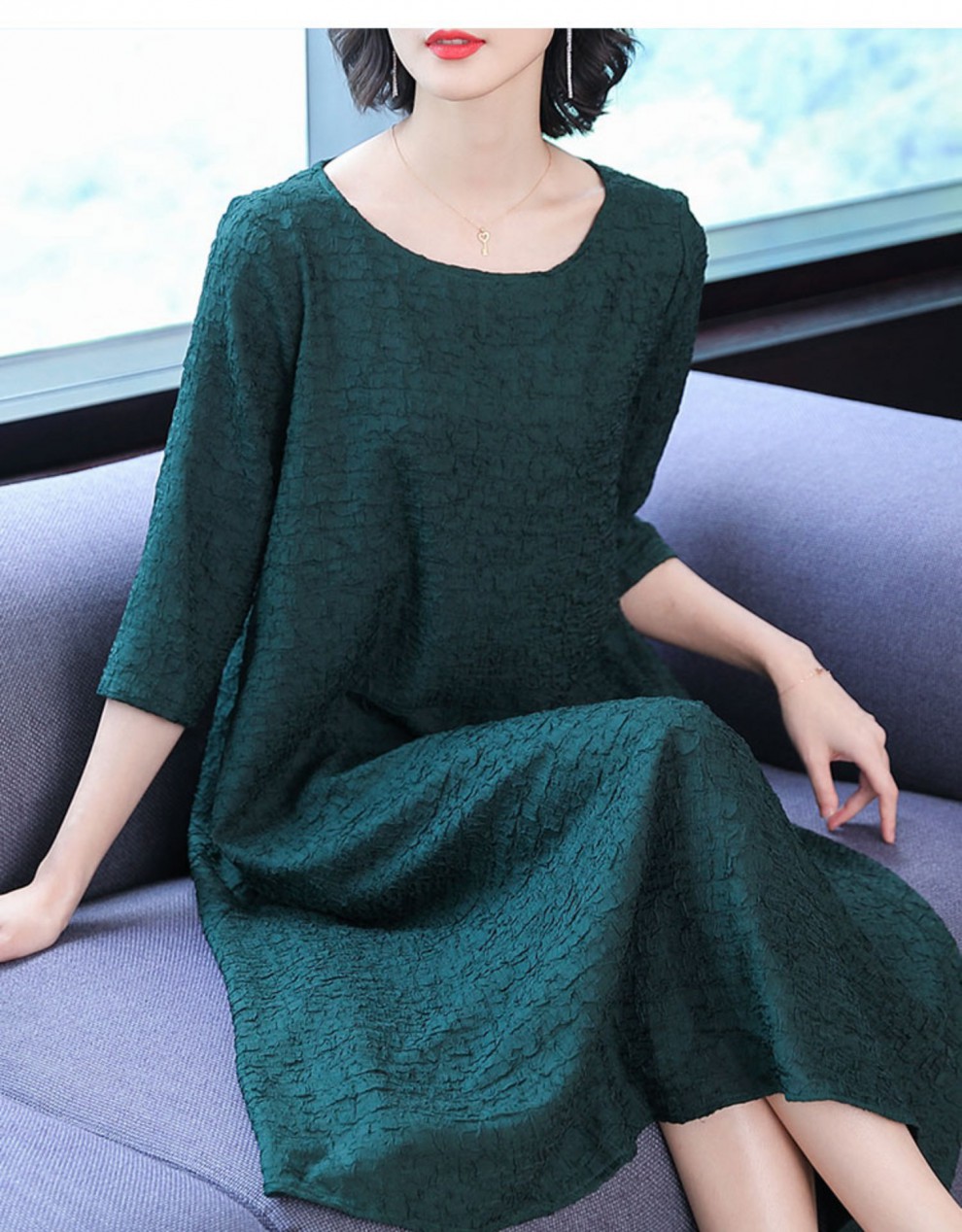 贵夫人铜氨丝连衣裙女中长款气质真丝长裙夏季新品宽松大码裙子装很仙