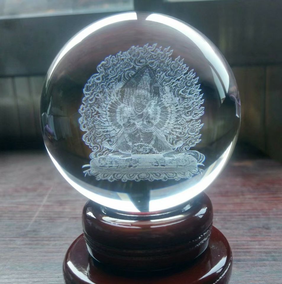 宗喀巴大师佛像水晶球摆件内雕工艺西藏藏传佛教佛堂寺庙供奉送朋生日