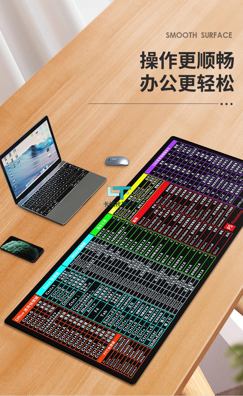 cad快捷键鼠标垫卡通女大鼠标垫办公快捷键大全加厚ps做图cad护腕锁边