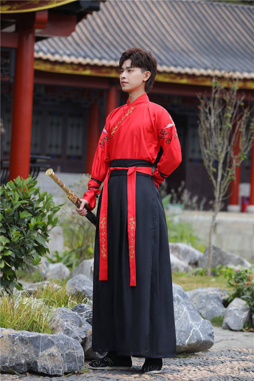 男装汉服学生武侠风班服侠客书生帅气古装男士古风仙气春夏黑套装c款