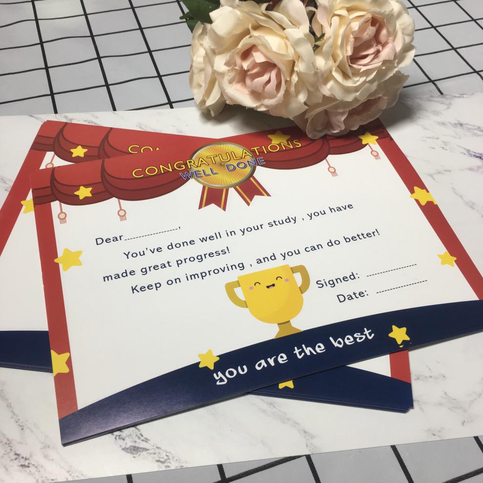 英语奖状小学生儿童创意英文表扬信幼儿园教学奖励证书内芯红色32k半