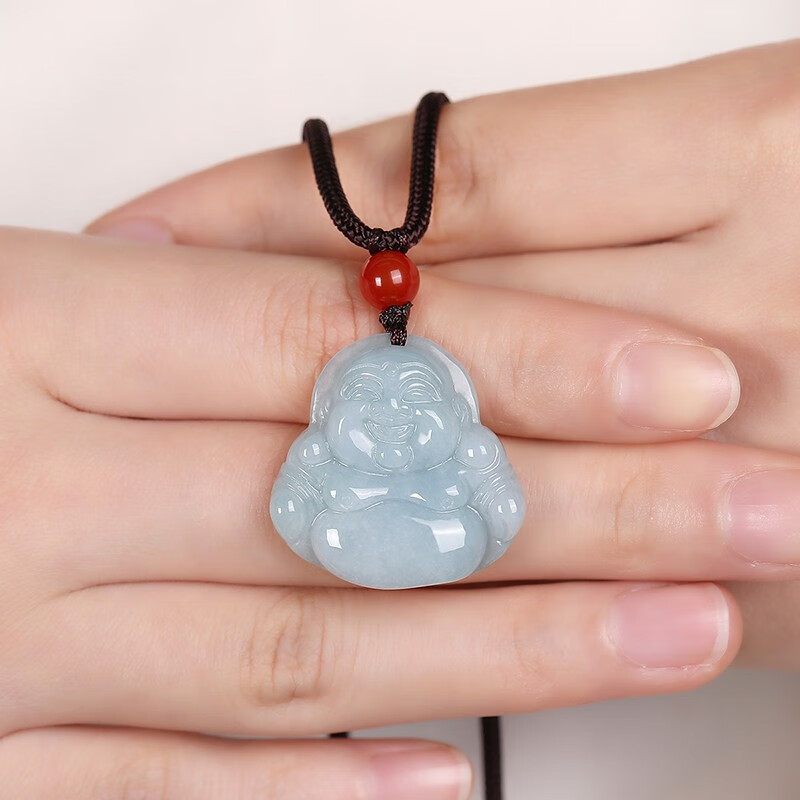 东方雅翠a货翡翠佛公吊坠女 糯种弥勒佛玉佛吊坠女玉佩玉石挂坠送女友