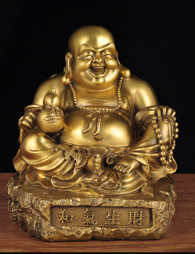 弥勒佛大肚弥勒佛佛像摆件铜笑佛像大肚弥勒佛大肚佛工艺品1尺和气生