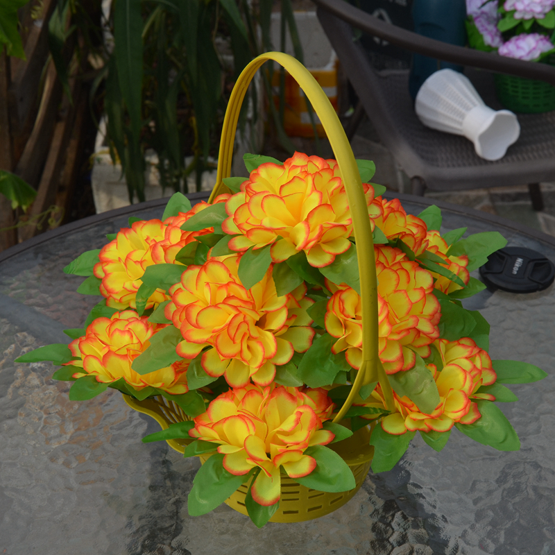 花行仿真菊花清明节祭祀供佛用绢布塑料花篮园菊花祭祀花花篮套装花篮