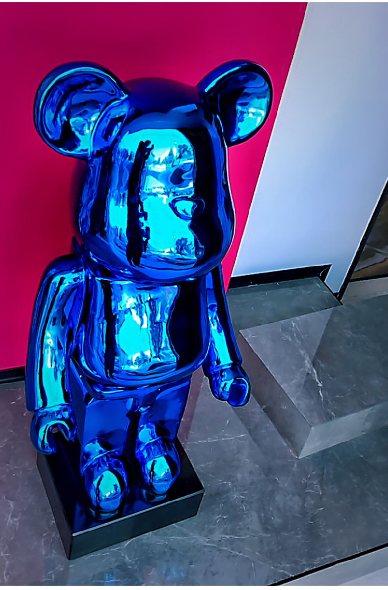 轻奢kaws网红暴力熊 大型落地摆件感客厅直播间背景装饰公仔潮 蓝色