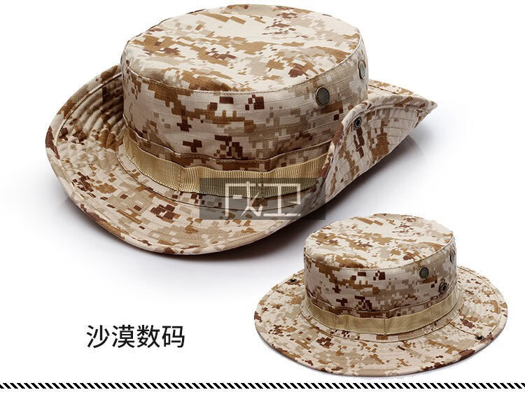 迷彩圆边帽男户外军迷外军奔尼帽战术防晒圆边帽渔夫帽钓鱼帽军训帽子