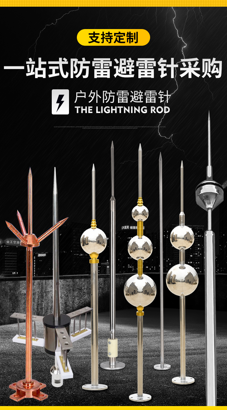 惢琪避雷针大型避雷针不锈钢防雷工程避雷针屋顶家用别墅屋顶接闪杆单