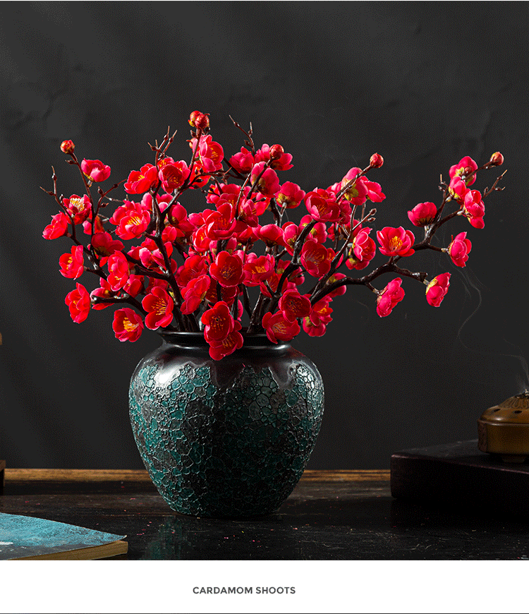 梅花仿真花高档花束梅花仿真花腊梅假花摆设客厅摆件装饰红梅干花束