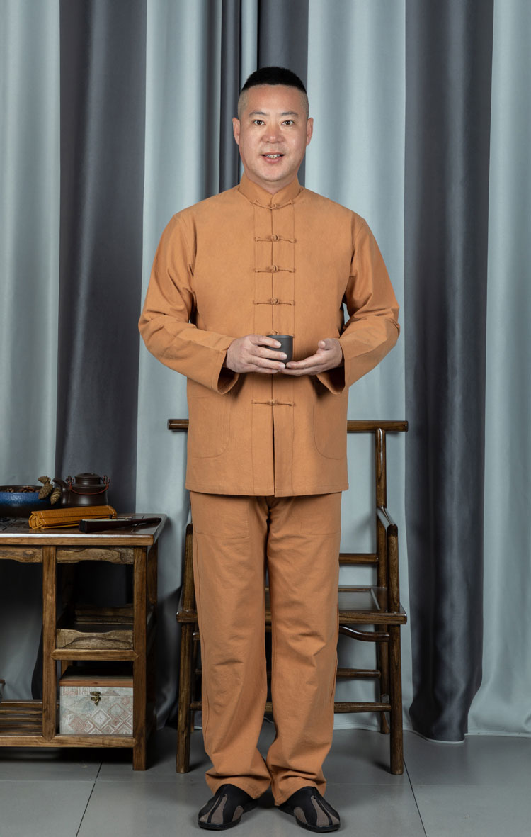 犀狂春夏棉麻长袖唐装男中式套装中国风禅居士汉服老年爸爸盘扣中山装